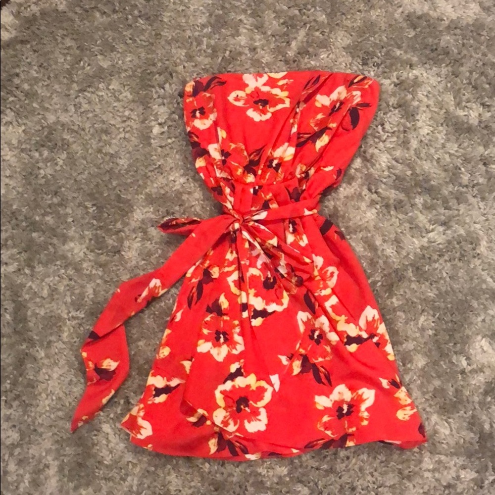 Strapless floral dress